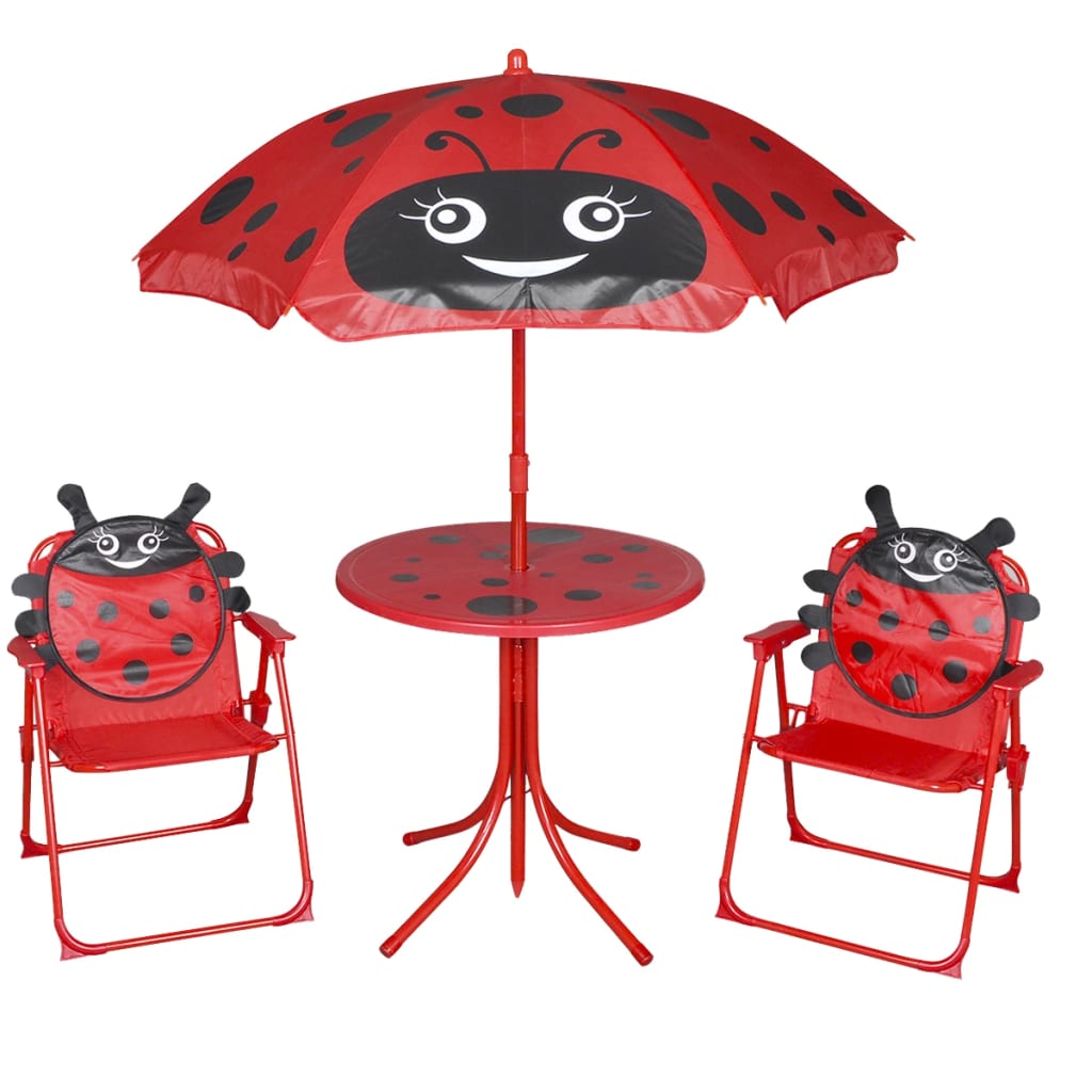 3 Piece Kids' Garden Bistro Set with Parasol Red- Outdoor Furniture Sets - HomeShopIreland - Home Shop Ireland - Outdoor Furniture Sets - 3 Piece Kids' Garden Bistro Set with Parasol Red