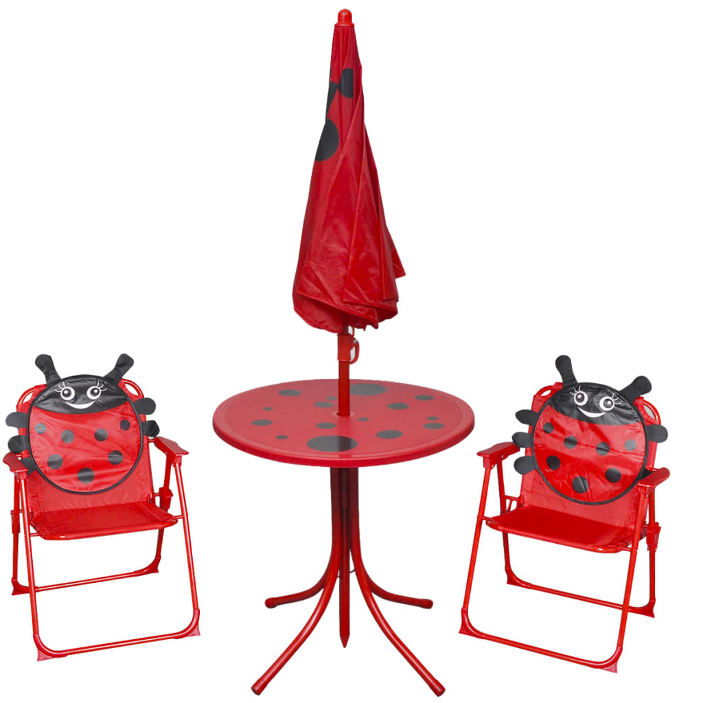3 Piece Kids' Garden Bistro Set with Parasol Red- Outdoor Furniture Sets - HomeShopIreland - Home Shop Ireland - Outdoor Furniture Sets - 3 Piece Kids' Garden Bistro Set with Parasol Red
