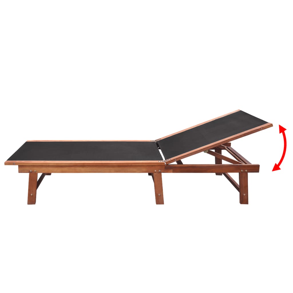 Sun Lounger with Table Solid Acacia Wood and Textilene- Sunloungers - HomeShopIreland - Home Shop Ireland - Sunloungers - Sun Lounger with Table Solid Acacia Wood and Textilene