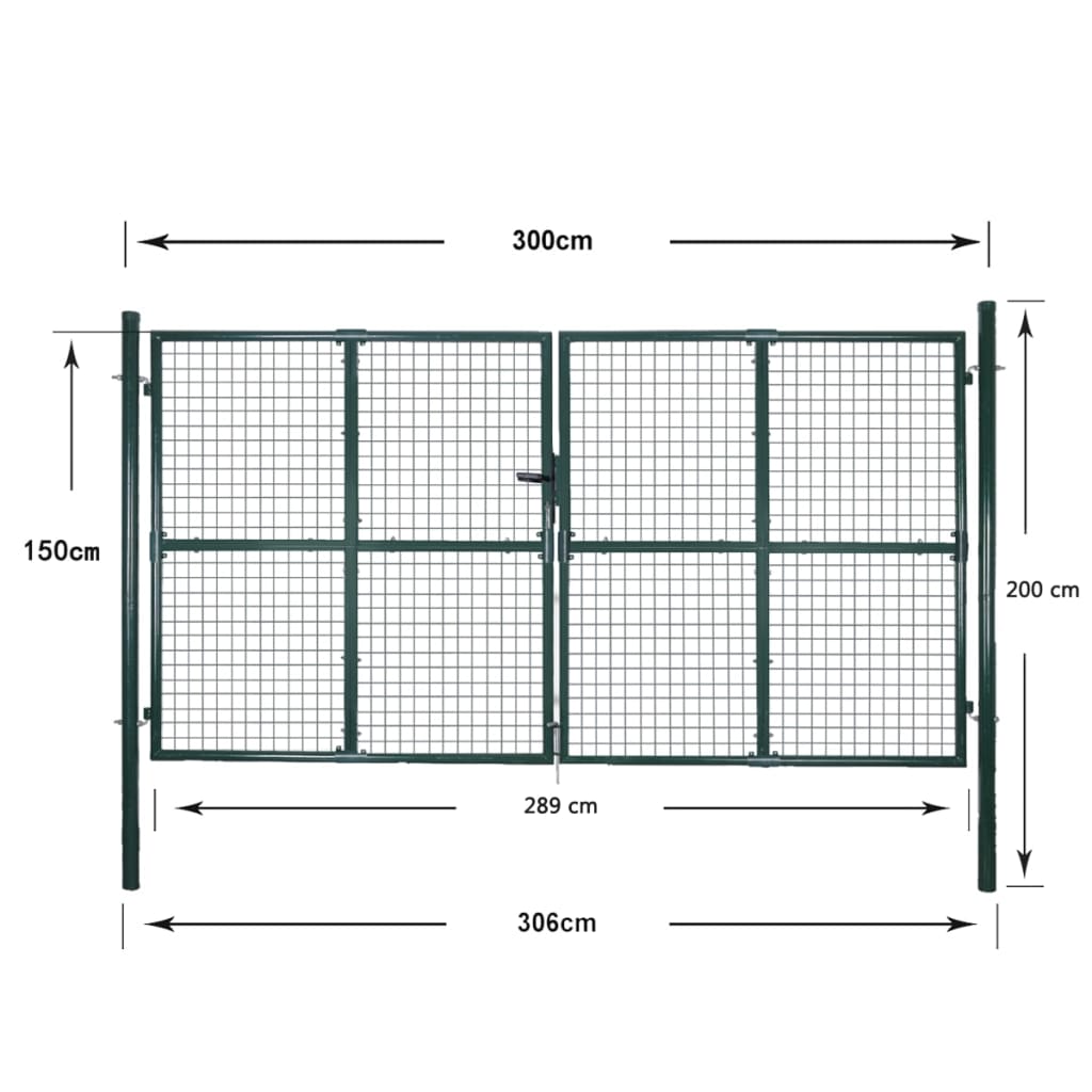 Double Door Fence Gate Powder-Coated Steel- Gates - HomeShopIreland - Home Shop Ireland - Gates - Double Door Fence Gate Powder-Coated Steel