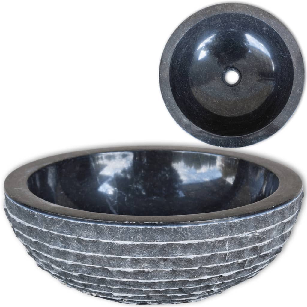 Basin Marble 40 cm Black- Bathroom Basins - HomeShopIreland - Home Shop Ireland - Bathroom Basins - Basin Marble 40 cm Black