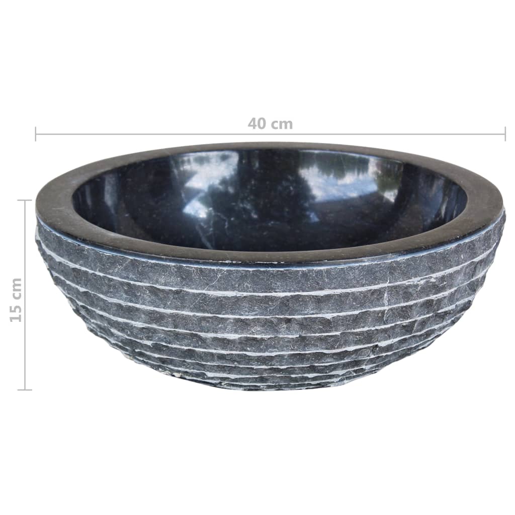 Basin Marble 40 cm Black- Bathroom Basins - HomeShopIreland - Home Shop Ireland - Bathroom Basins - Basin Marble 40 cm Black