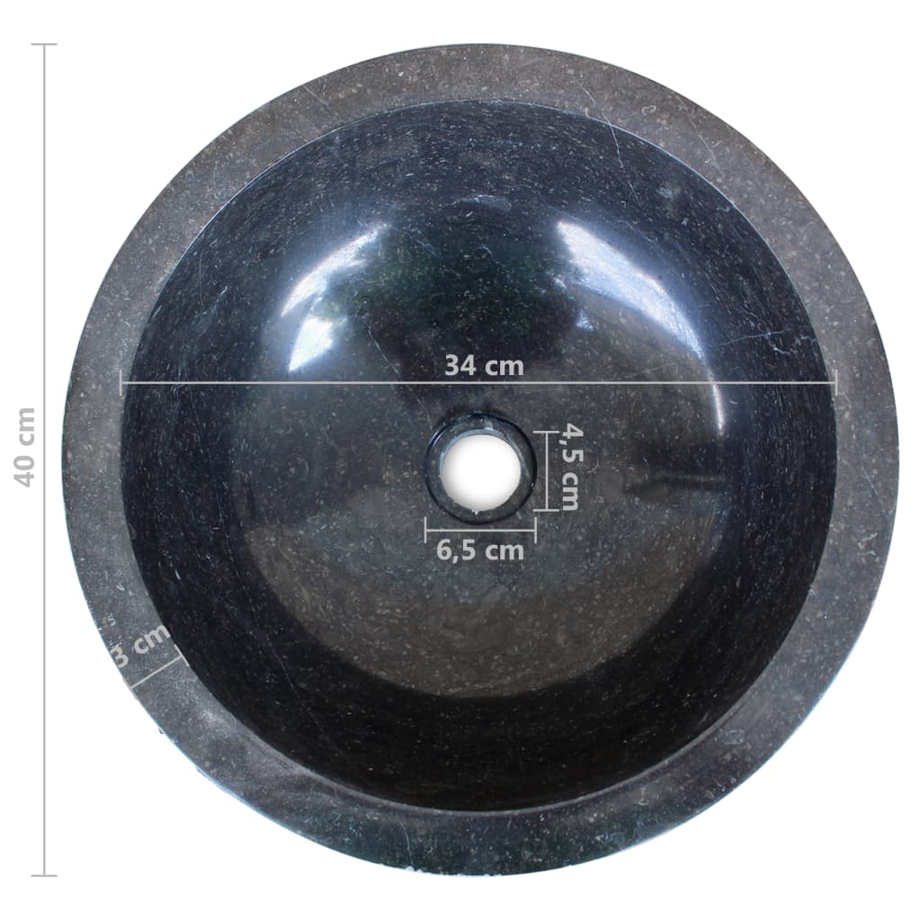 Basin Marble 40 cm Black- Bathroom Basins - HomeShopIreland - Home Shop Ireland - Bathroom Basins - Basin Marble 40 cm Black