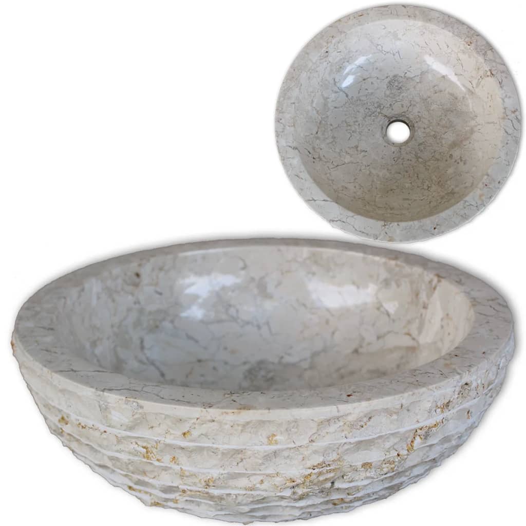 Basin Marble 40 cm Cream- Bathroom Basins - HomeShopIreland - Home Shop Ireland - Bathroom Basins - Basin Marble 40 cm Cream