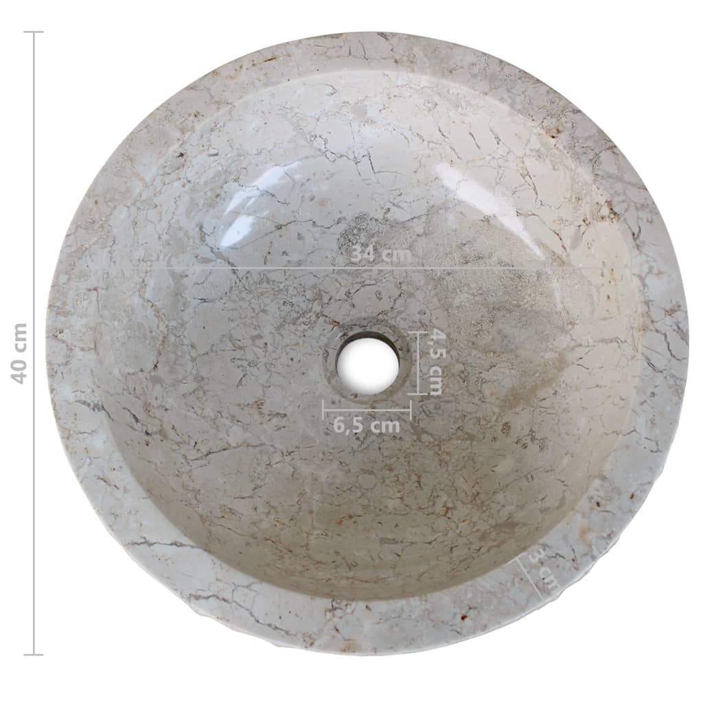 Basin Marble 40 cm Cream- Bathroom Basins - HomeShopIreland - Home Shop Ireland - Bathroom Basins - Basin Marble 40 cm Cream