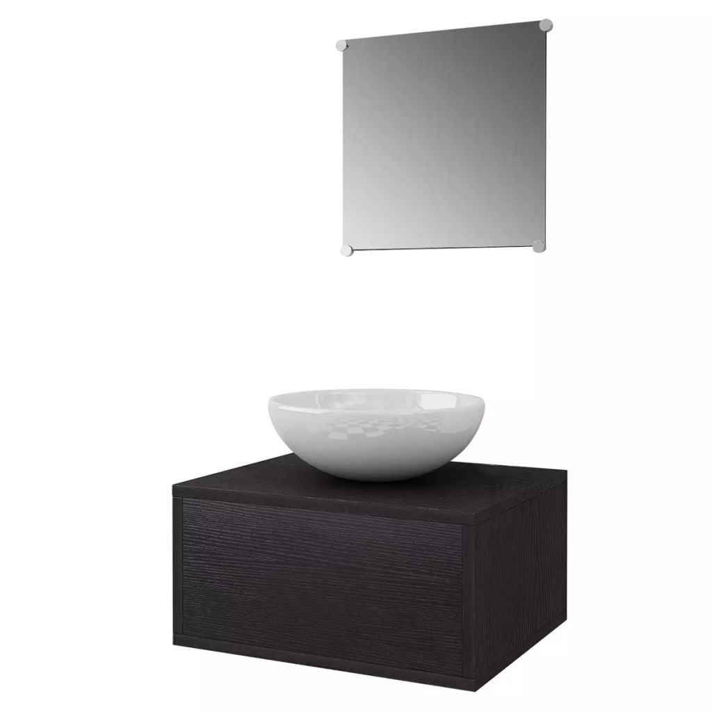 Three Piece Bathroom Furniture and Basin Set Black- Bathroom Furniture Sets - HomeShopIreland - Home Shop Ireland - Bathroom Furniture Sets - Three Piece Bathroom Furniture and Basin Set Black