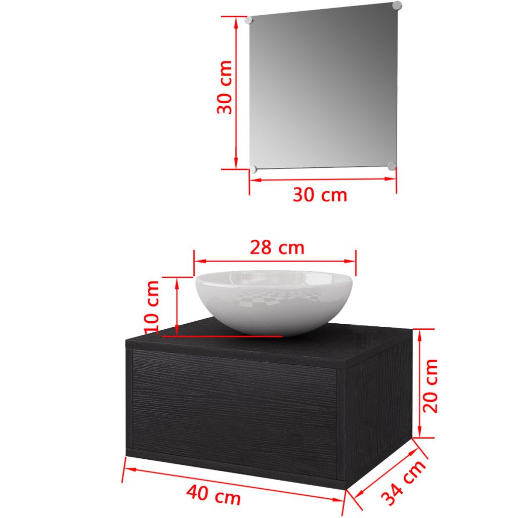 Three Piece Bathroom Furniture and Basin Set Black- Bathroom Furniture Sets - HomeShopIreland - Home Shop Ireland - Bathroom Furniture Sets - Three Piece Bathroom Furniture and Basin Set Black