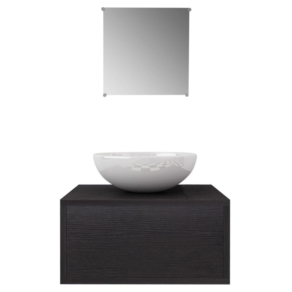 Three Piece Bathroom Furniture and Basin Set Black- Bathroom Furniture Sets - HomeShopIreland - Home Shop Ireland - Bathroom Furniture Sets - Three Piece Bathroom Furniture and Basin Set Black