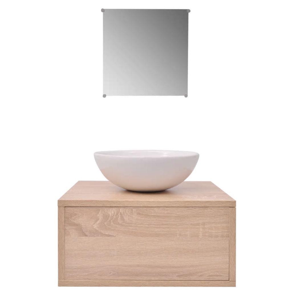 Three Piece Bathroom Furniture and Basin Set Beige- Bathroom Furniture Sets - HomeShopIreland - Home Shop Ireland - Bathroom Furniture Sets - Three Piece Bathroom Furniture and Basin Set Beige