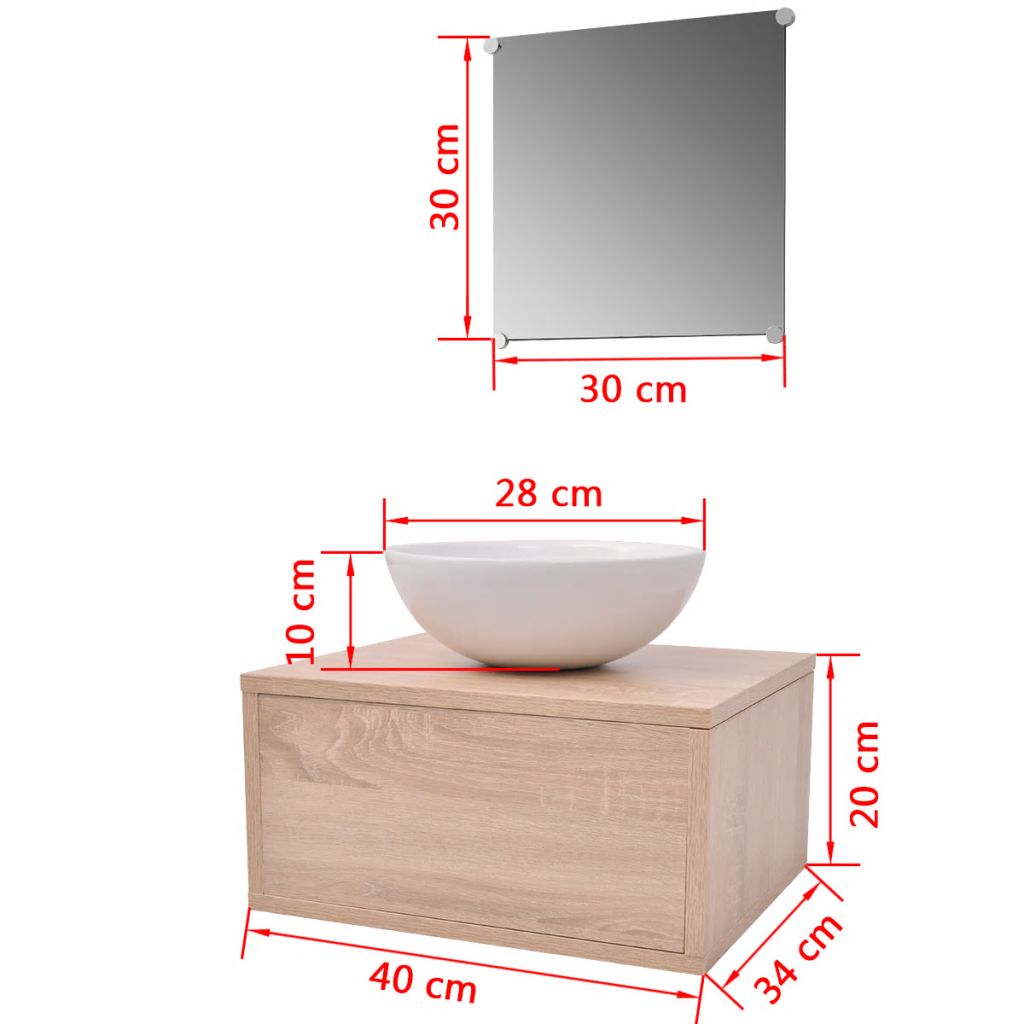 Three Piece Bathroom Furniture and Basin Set Beige- Bathroom Furniture Sets - HomeShopIreland - Home Shop Ireland - Bathroom Furniture Sets - Three Piece Bathroom Furniture and Basin Set Beige