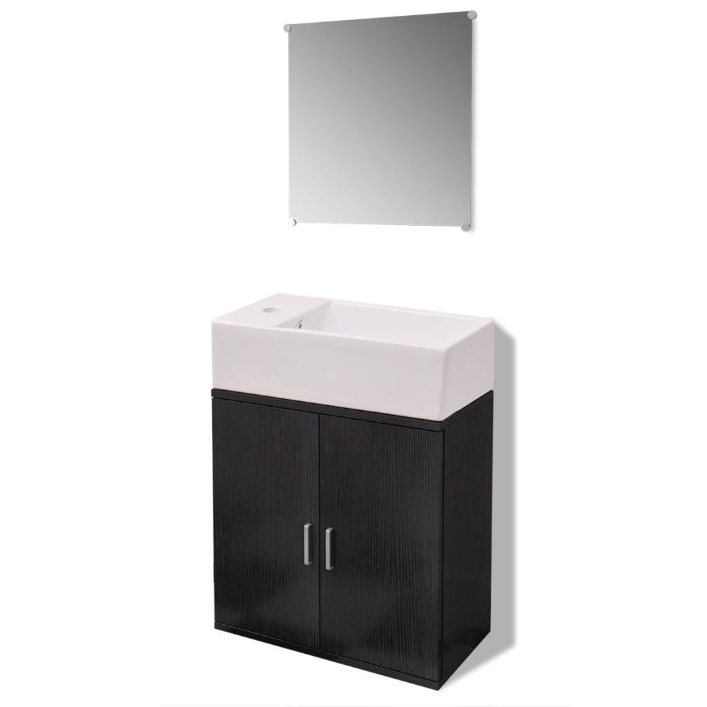 Three Piece Bathroom Furniture and Basin Set Black- Bathroom Furniture Sets - HomeShopIreland - Home Shop Ireland - Bathroom Furniture Sets - Three Piece Bathroom Furniture and Basin Set Black