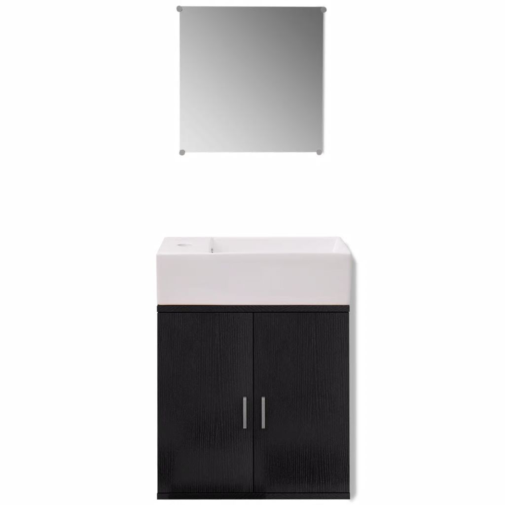 Three Piece Bathroom Furniture and Basin Set Black- Bathroom Furniture Sets - HomeShopIreland - Home Shop Ireland - Bathroom Furniture Sets - Three Piece Bathroom Furniture and Basin Set Black