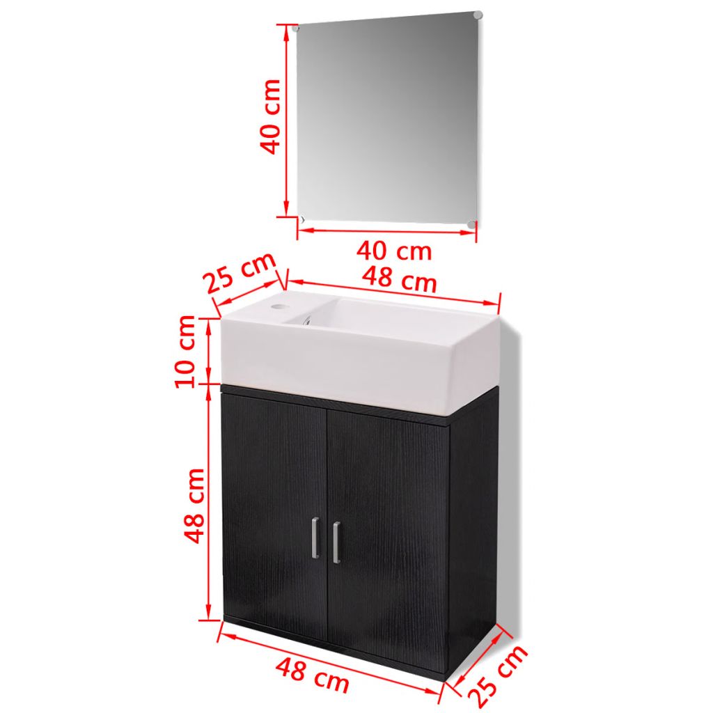 Three Piece Bathroom Furniture and Basin Set Black- Bathroom Furniture Sets - HomeShopIreland - Home Shop Ireland - Bathroom Furniture Sets - Three Piece Bathroom Furniture and Basin Set Black