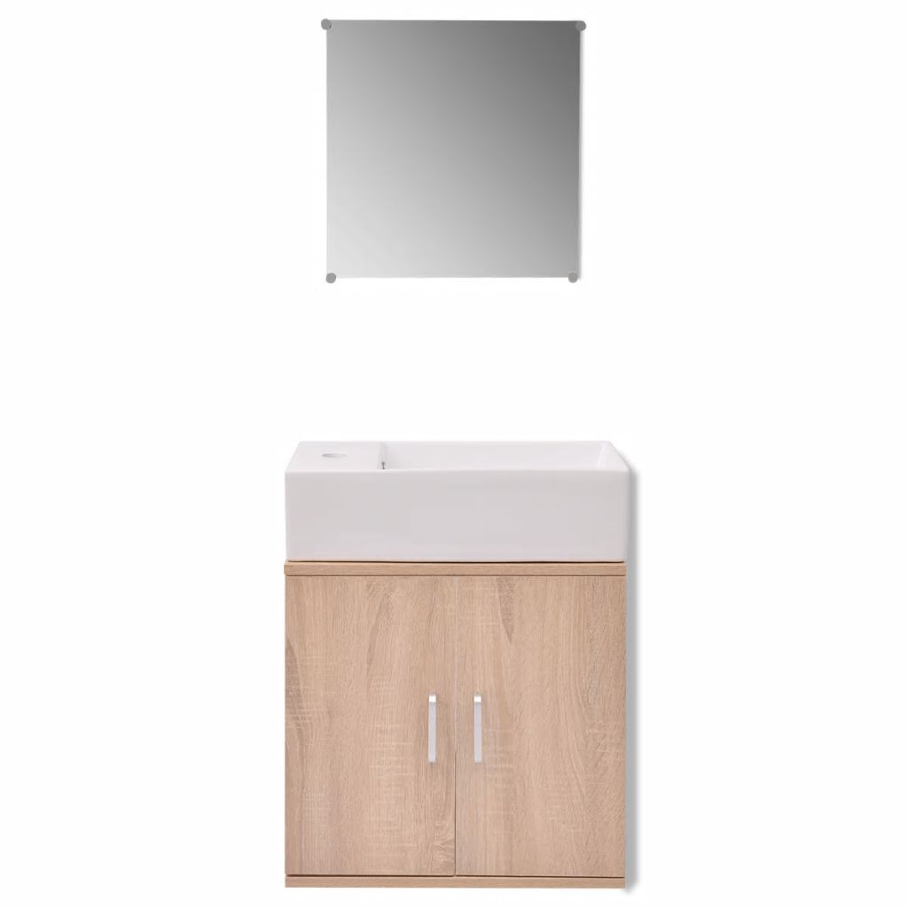 Three Piece Bathroom Furniture and Basin Set Beige- Bathroom Furniture Sets - HomeShopIreland - Home Shop Ireland - Bathroom Furniture Sets - Three Piece Bathroom Furniture and Basin Set Beige