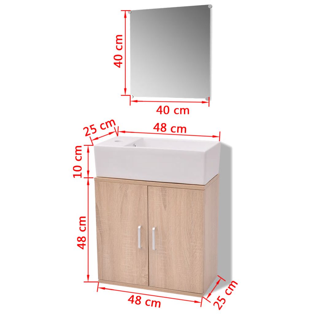 Three Piece Bathroom Furniture and Basin Set Beige- Bathroom Furniture Sets - HomeShopIreland - Home Shop Ireland - Bathroom Furniture Sets - Three Piece Bathroom Furniture and Basin Set Beige