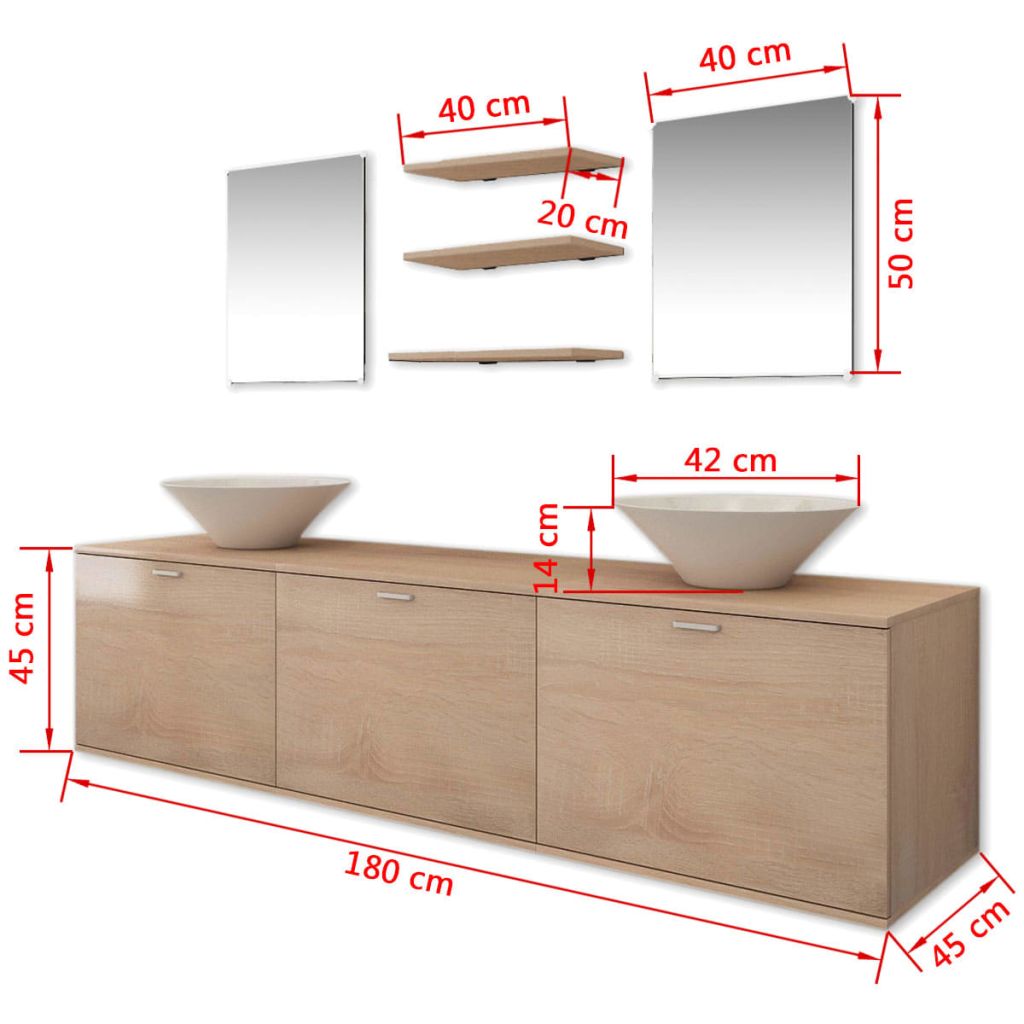 Eight Piece Bathroom Furniture and Basin Set Beige- Bathroom Furniture Sets - HomeShopIreland - Home Shop Ireland - Bathroom Furniture Sets - Eight Piece Bathroom Furniture and Basin Set Beige