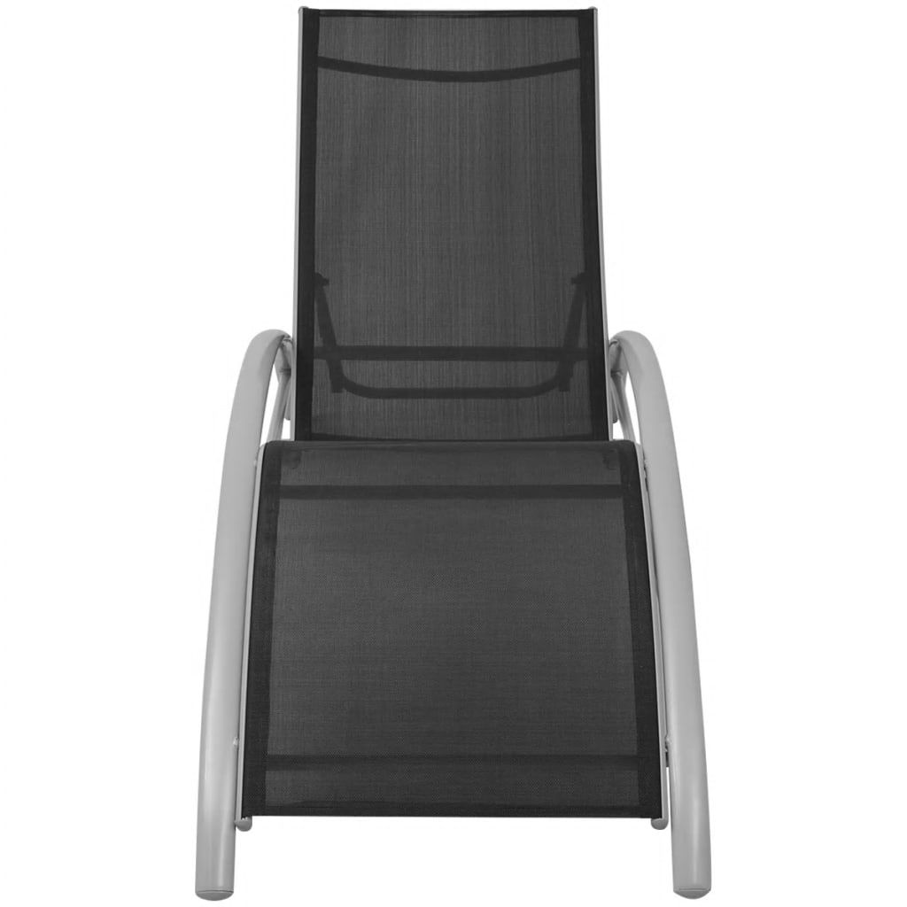 Sun Loungers with Umbrella Aluminium Black- Sunloungers - HomeShopIreland - Home Shop Ireland - Sunloungers - Sun Loungers with Umbrella Aluminium Black