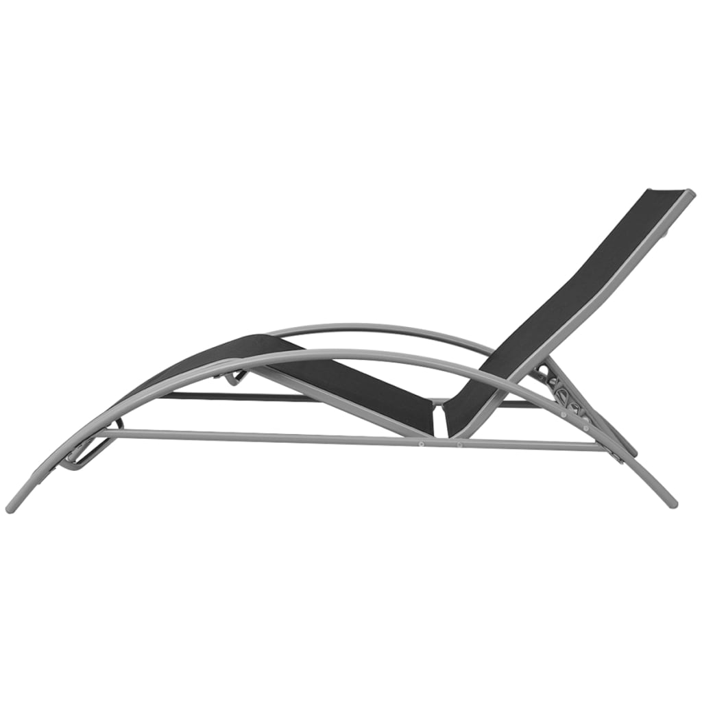Sun Loungers with Umbrella Aluminium Black- Sunloungers - HomeShopIreland - Home Shop Ireland - Sunloungers - Sun Loungers with Umbrella Aluminium Black