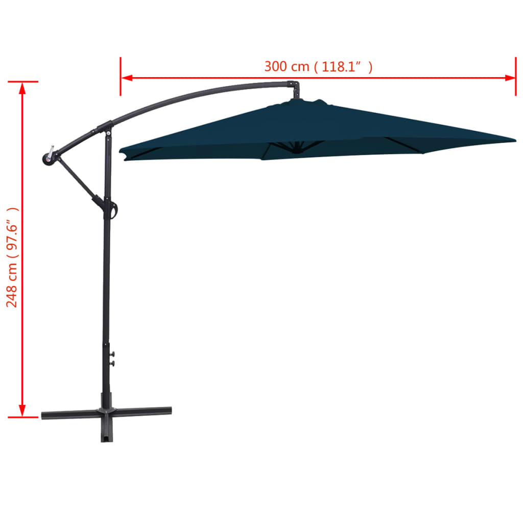 Cantilever Umbrella 3 m Blue- Outdoor Umbrellas & Sunshades - HomeShopIreland - Home Shop Ireland - Outdoor Umbrellas & Sunshades - Cantilever Umbrella 3 m Blue