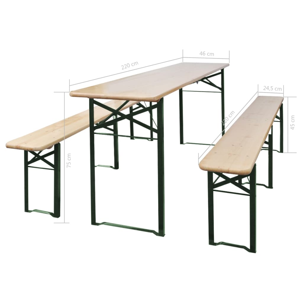 Folding Beer Table with 2 Benches 220 cm Fir Wood- Outdoor Tables - HomeShopIreland - Home Shop Ireland - Outdoor Tables - Folding Beer Table with 2 Benches 220 cm Fir Wood