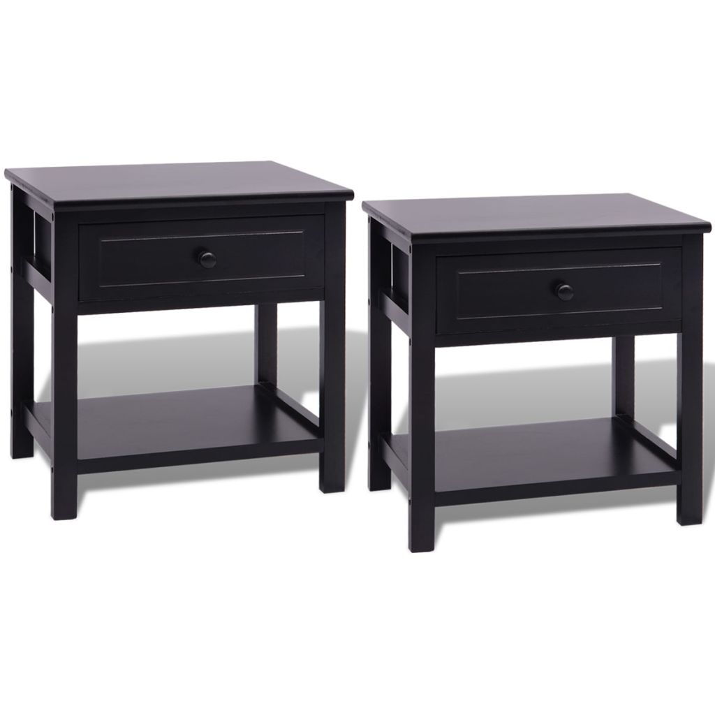 Bedside Cabinets 2 pcs Wood Black- Bedside Tables - HomeShopIreland - Home Shop Ireland - Bedside Tables - Bedside Cabinets 2 pcs Wood Black