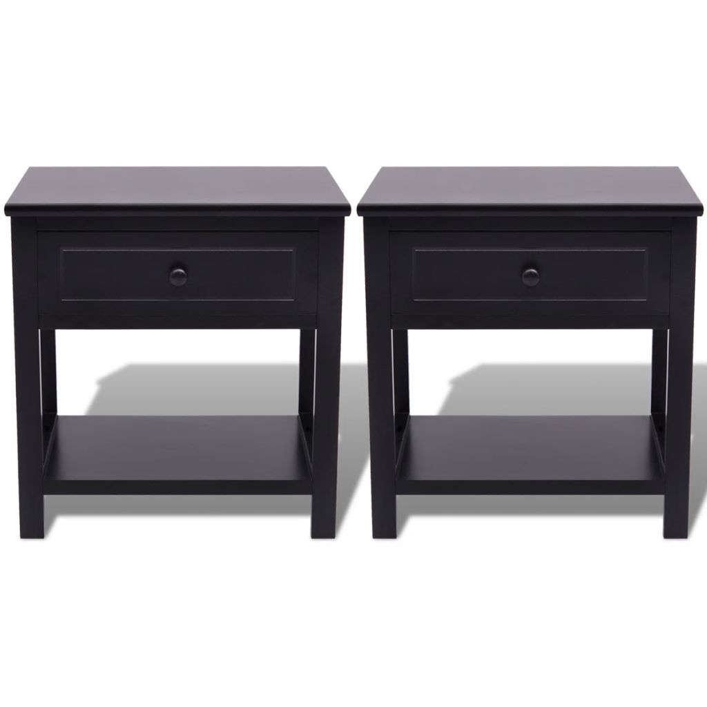 Bedside Cabinets 2 pcs Wood Black- Bedside Tables - HomeShopIreland - Home Shop Ireland - Bedside Tables - Bedside Cabinets 2 pcs Wood Black