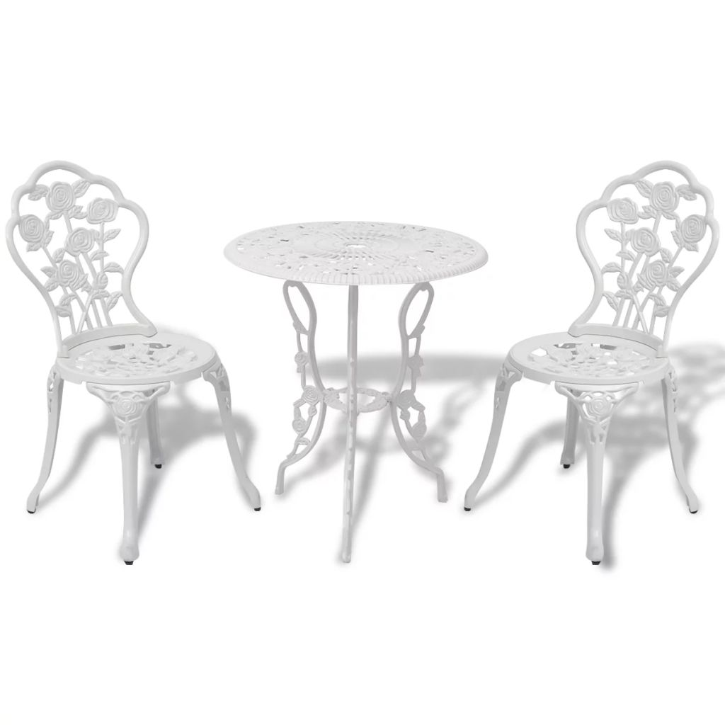 3 Piece Bistro Set Cast Aluminium White- Outdoor Furniture Sets - HomeShopIreland - Home Shop Ireland - Outdoor Furniture Sets - 3 Piece Bistro Set Cast Aluminium White