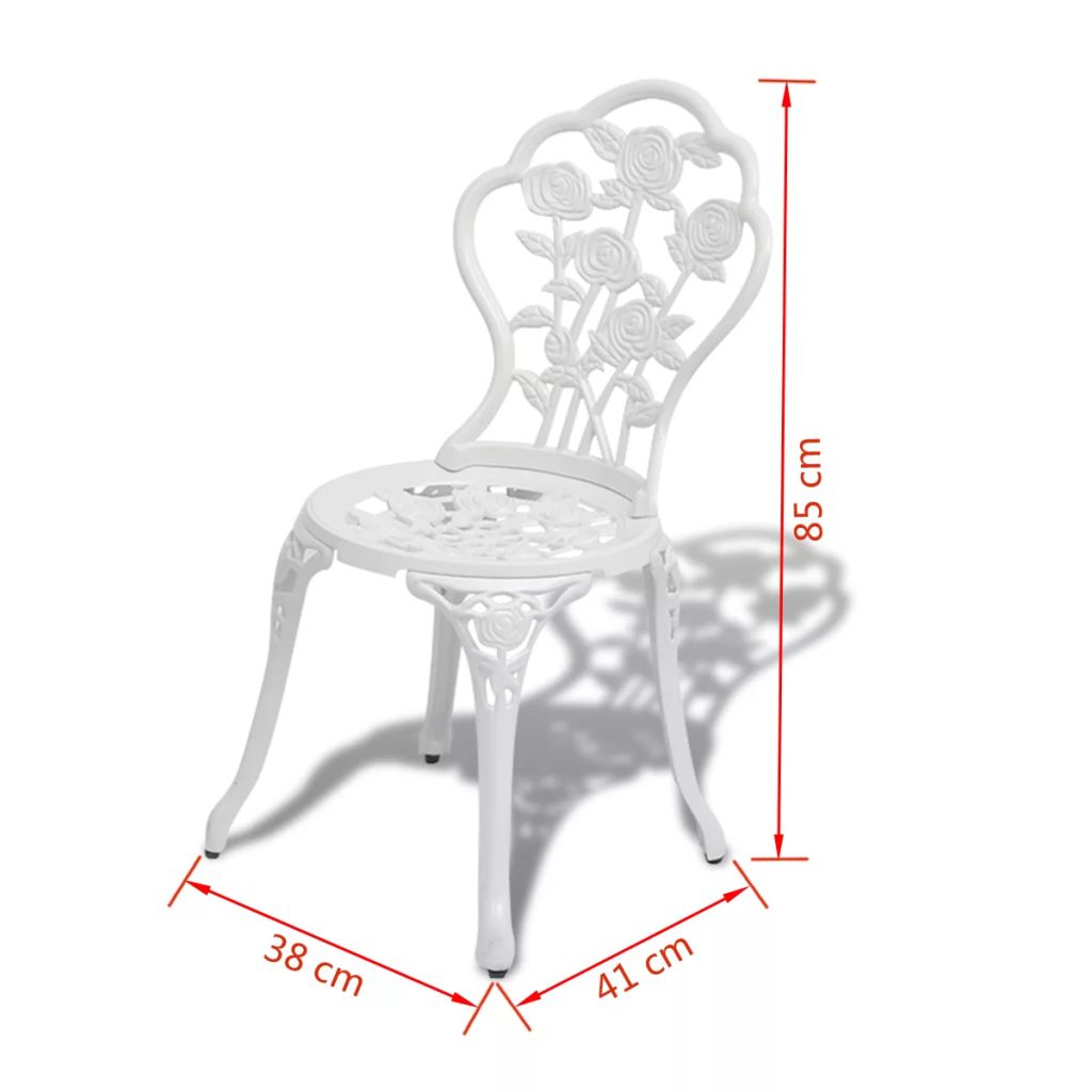 3 Piece Bistro Set Cast Aluminium White- Outdoor Furniture Sets - HomeShopIreland - Home Shop Ireland - Outdoor Furniture Sets - 3 Piece Bistro Set Cast Aluminium White