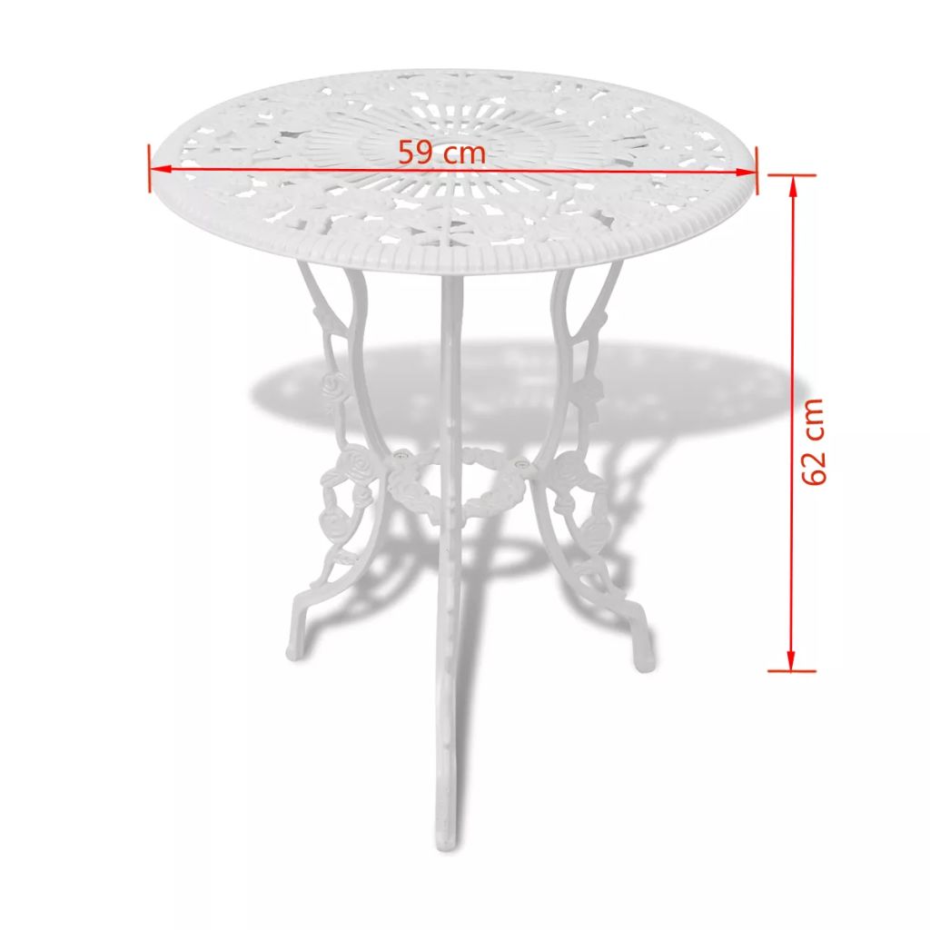 3 Piece Bistro Set Cast Aluminium White- Outdoor Furniture Sets - HomeShopIreland - Home Shop Ireland - Outdoor Furniture Sets - 3 Piece Bistro Set Cast Aluminium White