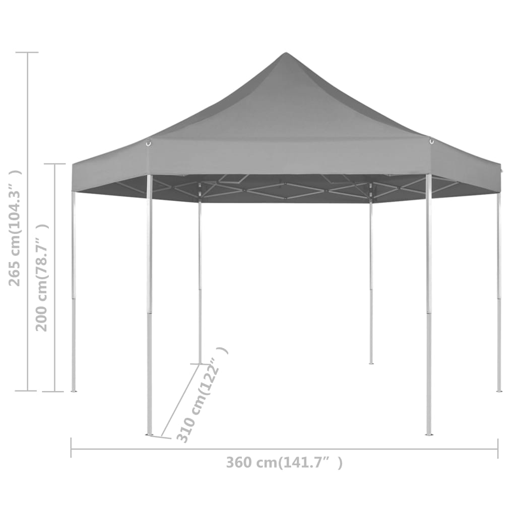 Hexagonal Pop-Up Foldable Marquee Grey 3.6x3.1 m- Canopies & Gazebos - HomeShopIreland - Home Shop Ireland - Canopies & Gazebos - Hexagonal Pop-Up Foldable Marquee Grey 3.6x3.1 m