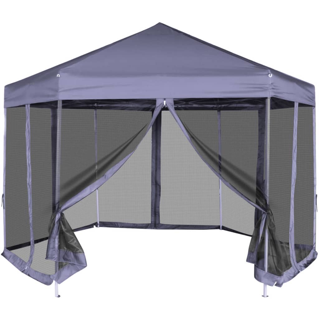 Hexagonal Pop-Up Marquee with 6 Sidewalls Dark Blue 3.6x3.1 m- Canopies & Gazebos - HomeShopIreland - Home Shop Ireland - Canopies & Gazebos - Hexagonal Pop-Up Marquee with 6 Sidewalls Dark Blue 3.6x3.1 m