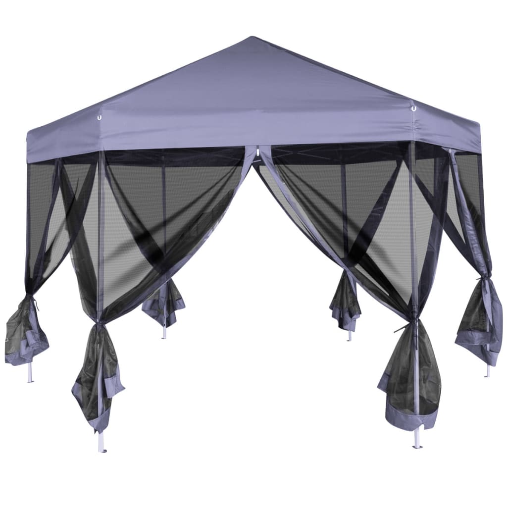 Hexagonal Pop-Up Marquee with 6 Sidewalls Dark Blue 3.6x3.1 m- Canopies & Gazebos - HomeShopIreland - Home Shop Ireland - Canopies & Gazebos - Hexagonal Pop-Up Marquee with 6 Sidewalls Dark Blue 3.6x3.1 m