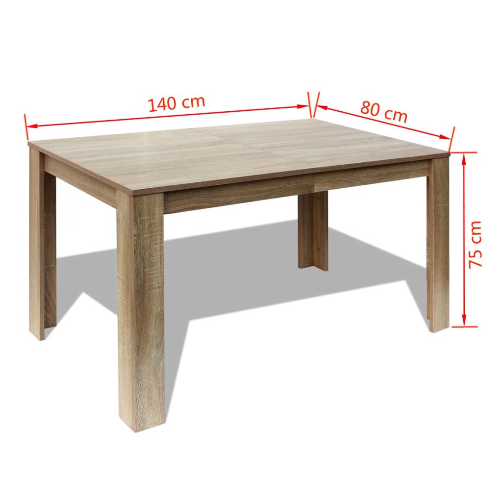 Dining Table 140x80x75 cm Oak- Kitchen & Dining Room Tables - HomeShopIreland - Home Shop Ireland - Kitchen & Dining Room Tables - Dining Table 140x80x75 cm Oak