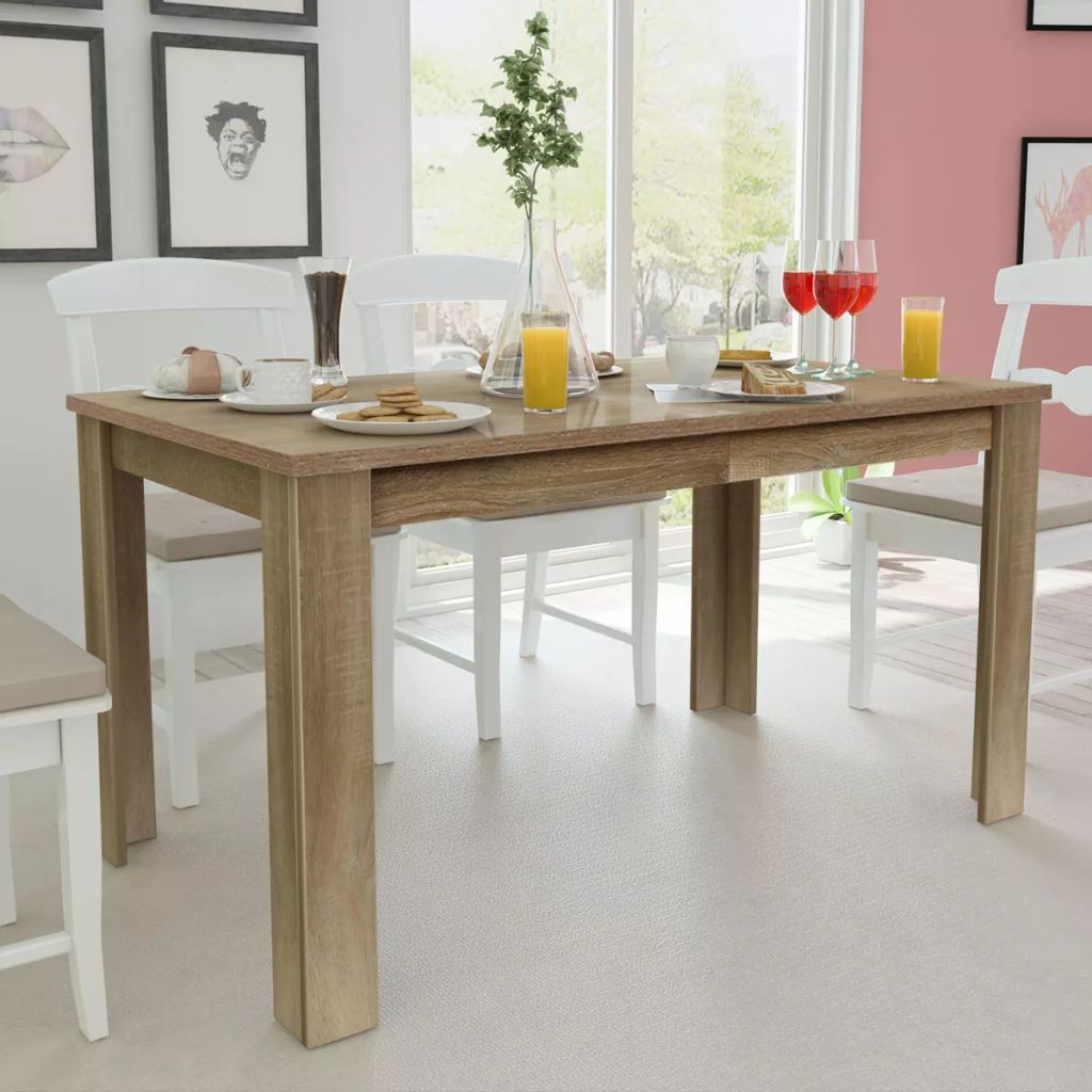 Dining Table 140x80x75 cm Oak- Kitchen & Dining Room Tables - HomeShopIreland - Home Shop Ireland - Kitchen & Dining Room Tables - Dining Table 140x80x75 cm Oak