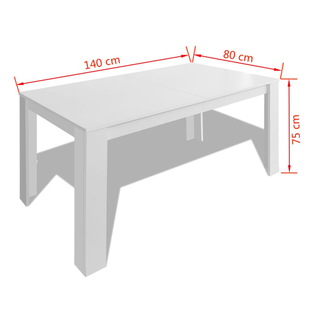 Dining Table 140x80x75 cm White- Kitchen & Dining Room Tables - HomeShopIreland - Home Shop Ireland - Kitchen & Dining Room Tables - Dining Table 140x80x75 cm White