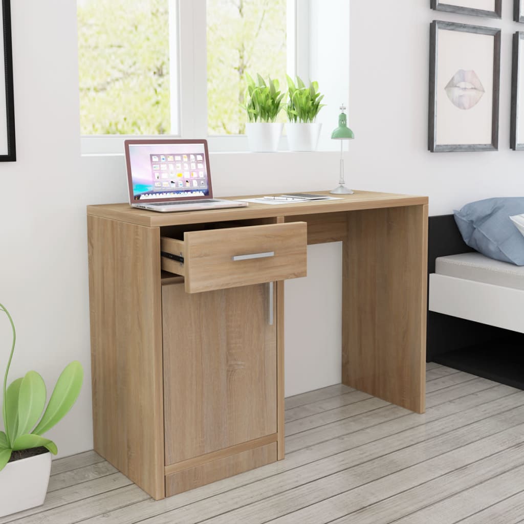 Desk with Drawer and Cabinet Oak 100x40x73 cm- Desks - HomeShopIreland - Home Shop Ireland - Desks - Desk with Drawer and Cabinet Oak 100x40x73 cm