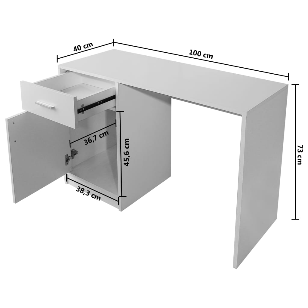 Desk with Drawer and Cabinet White 100x40x73 cm- Desks - HomeShopIreland - Home Shop Ireland - Desks - Desk with Drawer and Cabinet White 100x40x73 cm