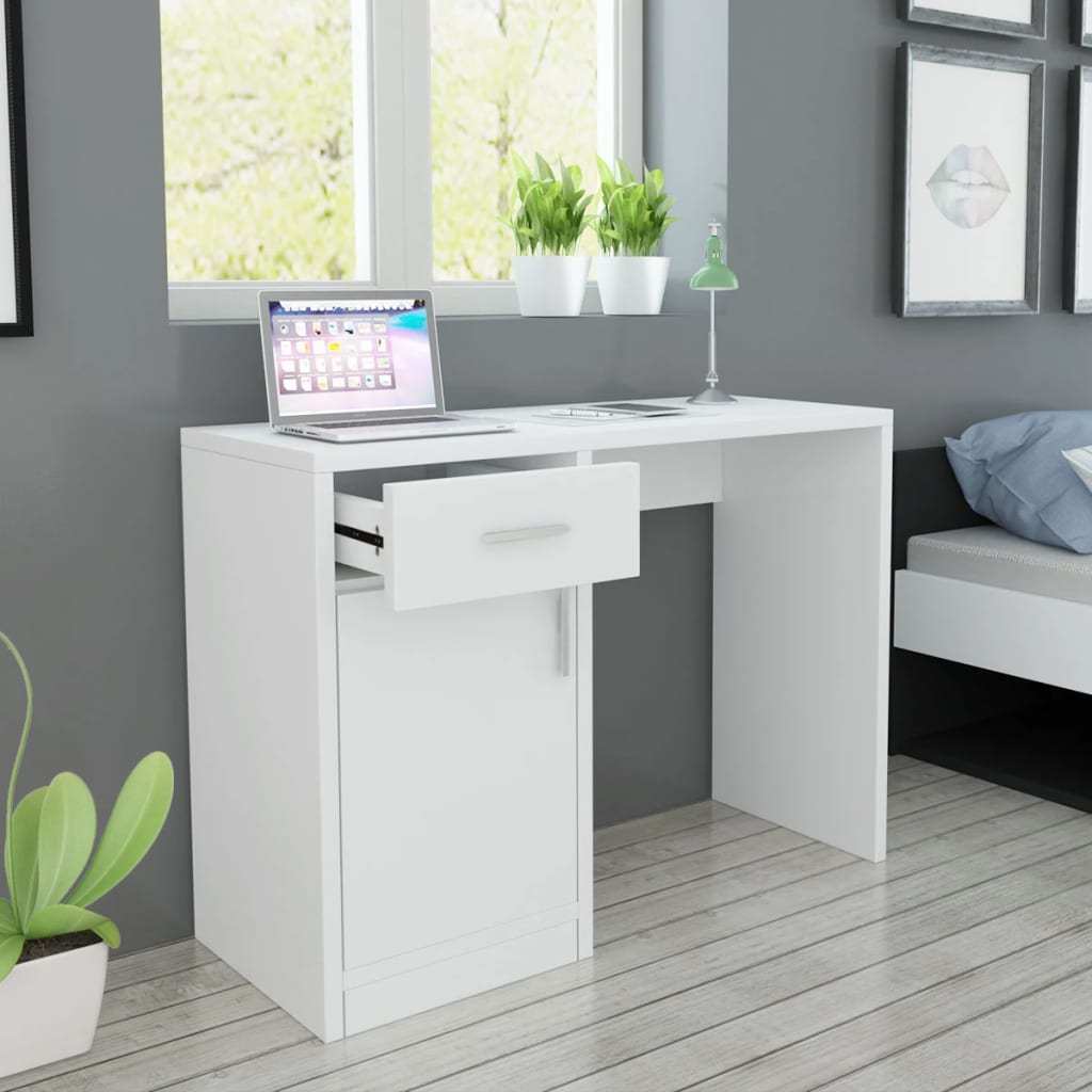 Desk with Drawer and Cabinet White 100x40x73 cm- Desks - HomeShopIreland - Home Shop Ireland - Desks - Desk with Drawer and Cabinet White 100x40x73 cm