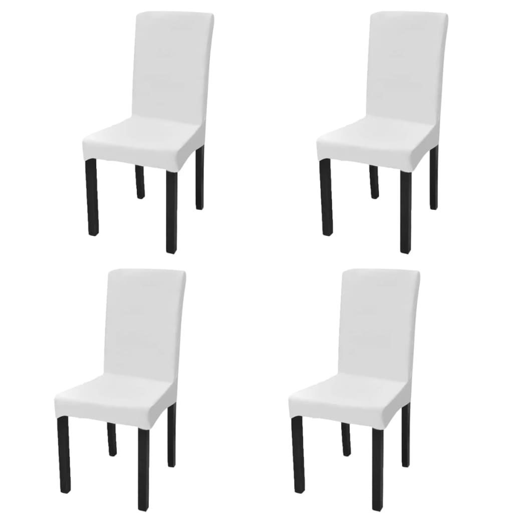 Straight Stretchable Chair Cover 4 pcs White- Slipcovers - HomeShopIreland - Home Shop Ireland - Slipcovers - Straight Stretchable Chair Cover 4 pcs White