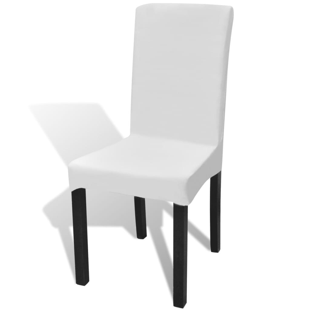 Straight Stretchable Chair Cover 4 pcs White- Slipcovers - HomeShopIreland - Home Shop Ireland - Slipcovers - Straight Stretchable Chair Cover 4 pcs White