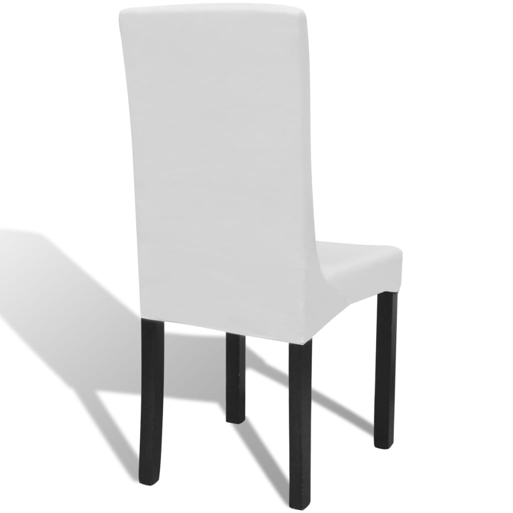 Straight Stretchable Chair Cover 4 pcs White- Slipcovers - HomeShopIreland - Home Shop Ireland - Slipcovers - Straight Stretchable Chair Cover 4 pcs White