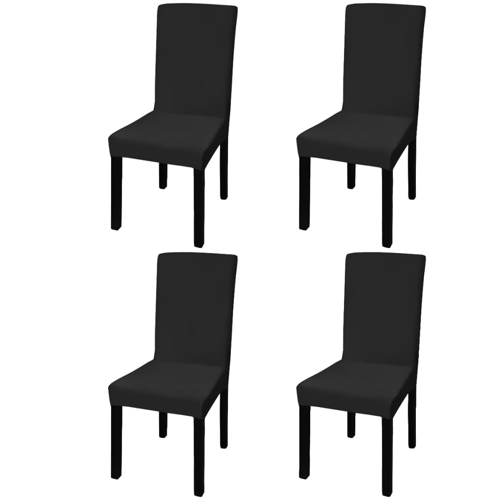 Straight Stretchable Chair Cover 4 pcs Black- Slipcovers - HomeShopIreland - Home Shop Ireland - Slipcovers - Straight Stretchable Chair Cover 4 pcs Black