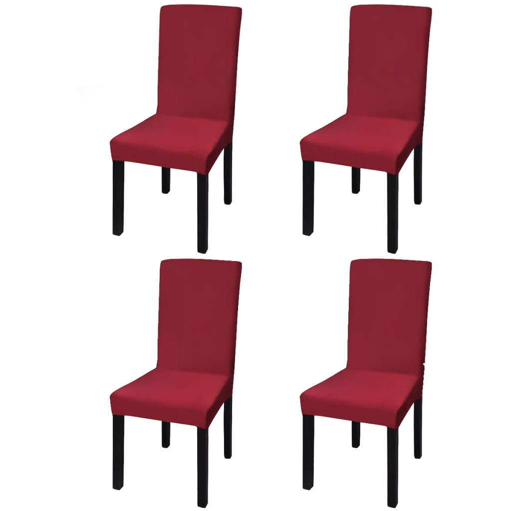 Straight Stretchable Chair Cover 4 pcs Bordeaux- Slipcovers - HomeShopIreland - Home Shop Ireland - Slipcovers - Straight Stretchable Chair Cover 4 pcs Bordeaux