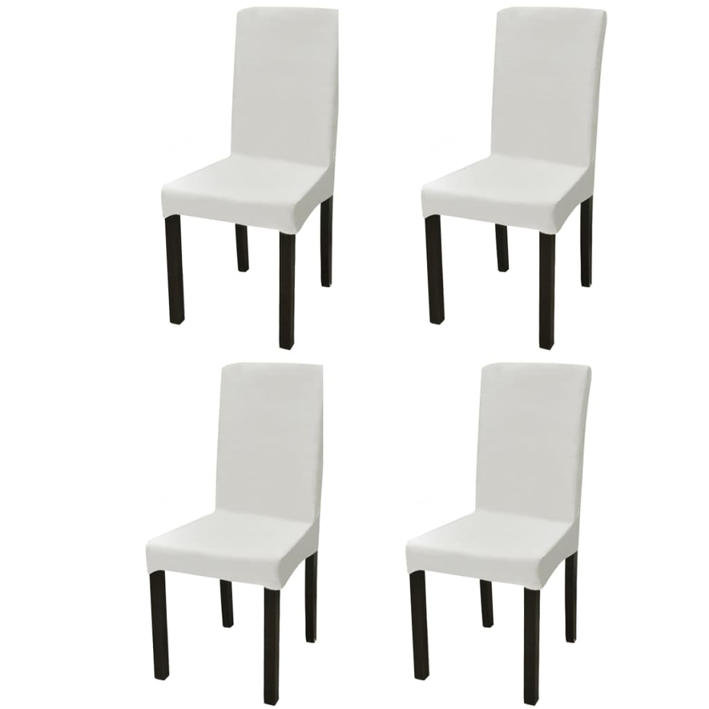 Straight Stretchable Chair Cover 4 pcs Cream- Slipcovers - HomeShopIreland - Home Shop Ireland - Slipcovers - Straight Stretchable Chair Cover 4 pcs Cream