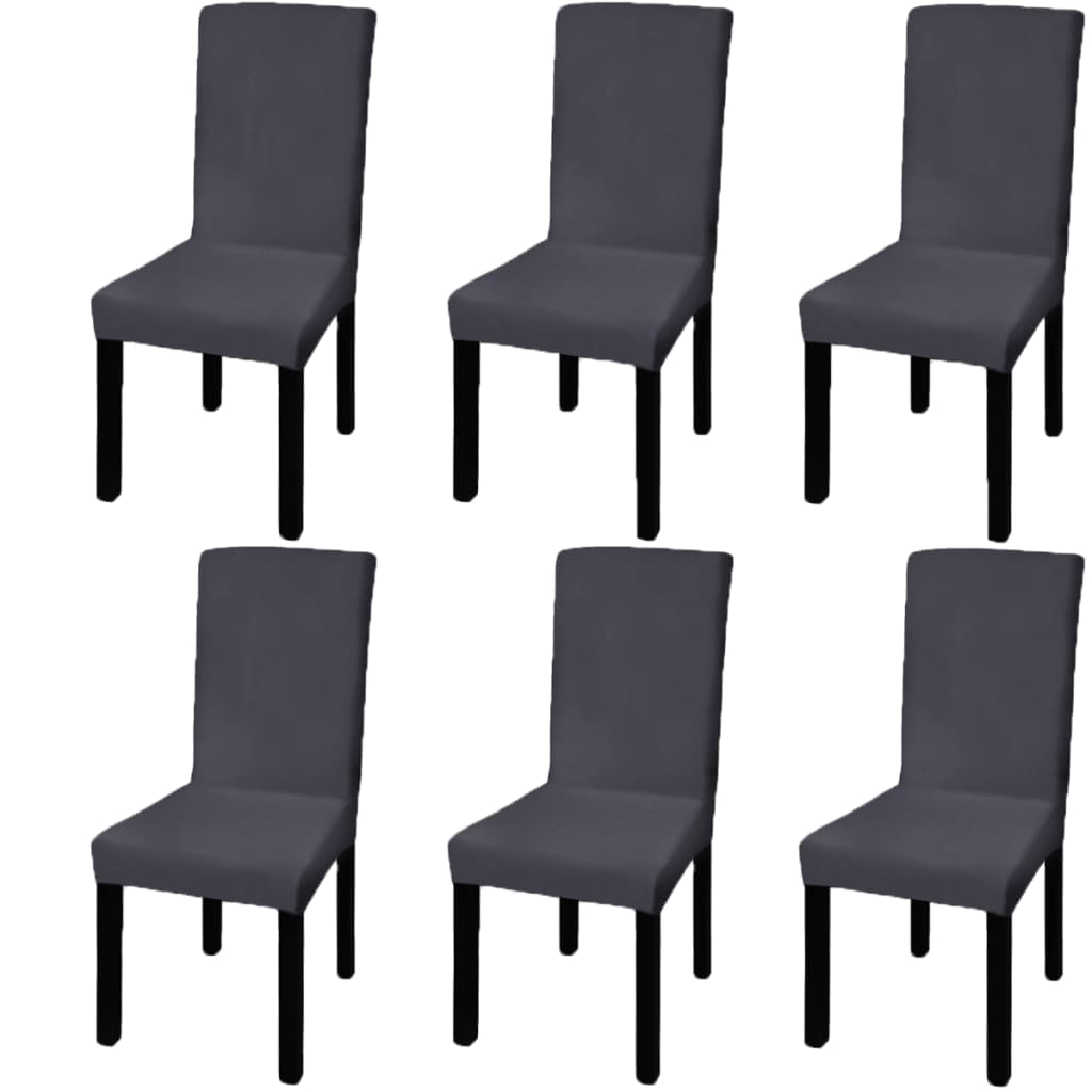 Straight Stretchable Chair Cover 6 pcs Anthracite- Slipcovers - HomeShopIreland - Home Shop Ireland - Slipcovers - Straight Stretchable Chair Cover 6 pcs Anthracite