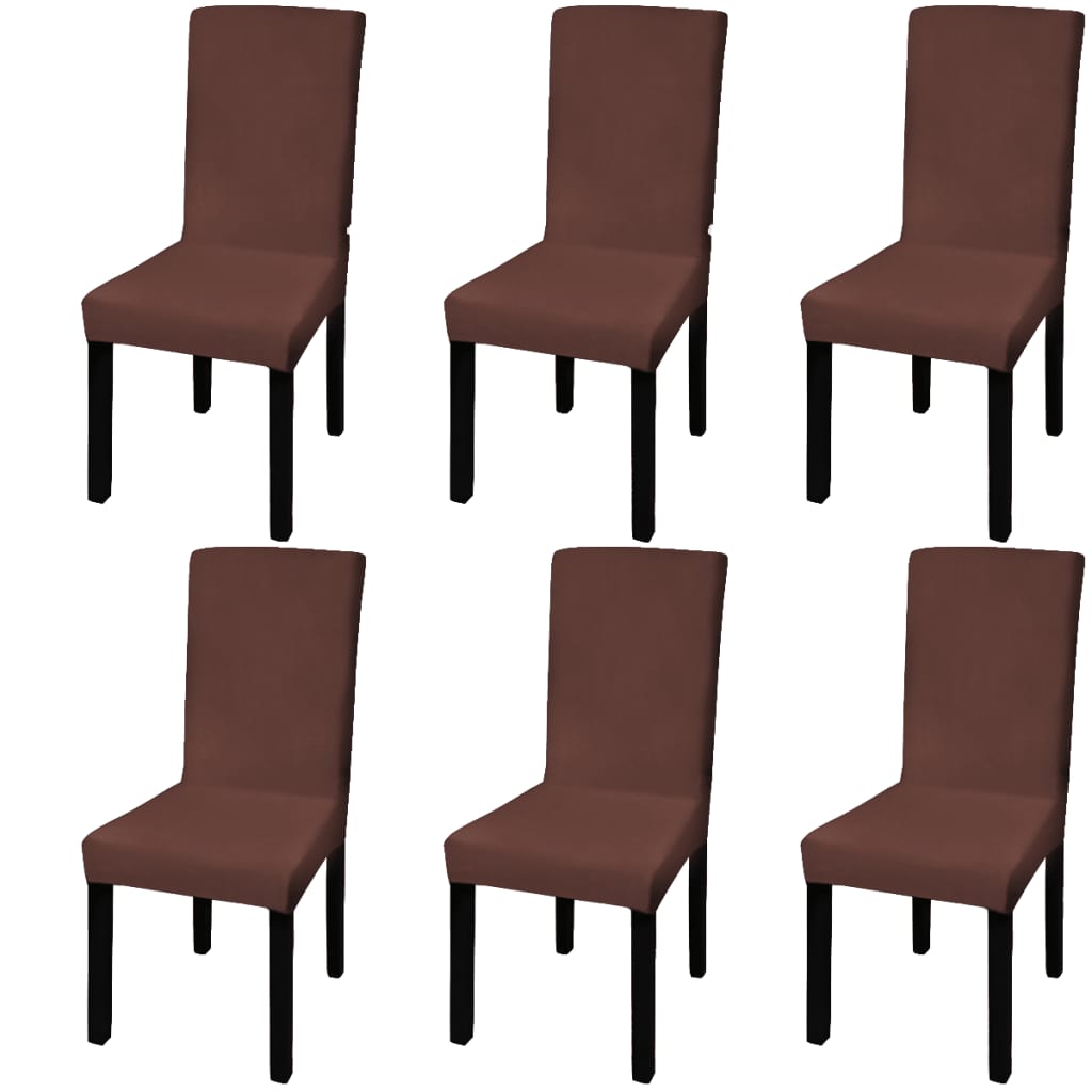 Straight Stretchable Chair Cover 6 pcs Brown- Slipcovers - HomeShopIreland - Home Shop Ireland - Slipcovers - Straight Stretchable Chair Cover 6 pcs Brown