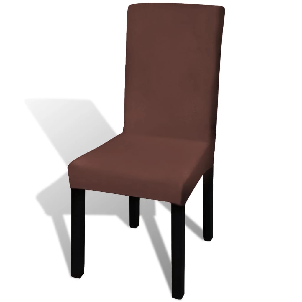 Straight Stretchable Chair Cover 6 pcs Brown- Slipcovers - HomeShopIreland - Home Shop Ireland - Slipcovers - Straight Stretchable Chair Cover 6 pcs Brown