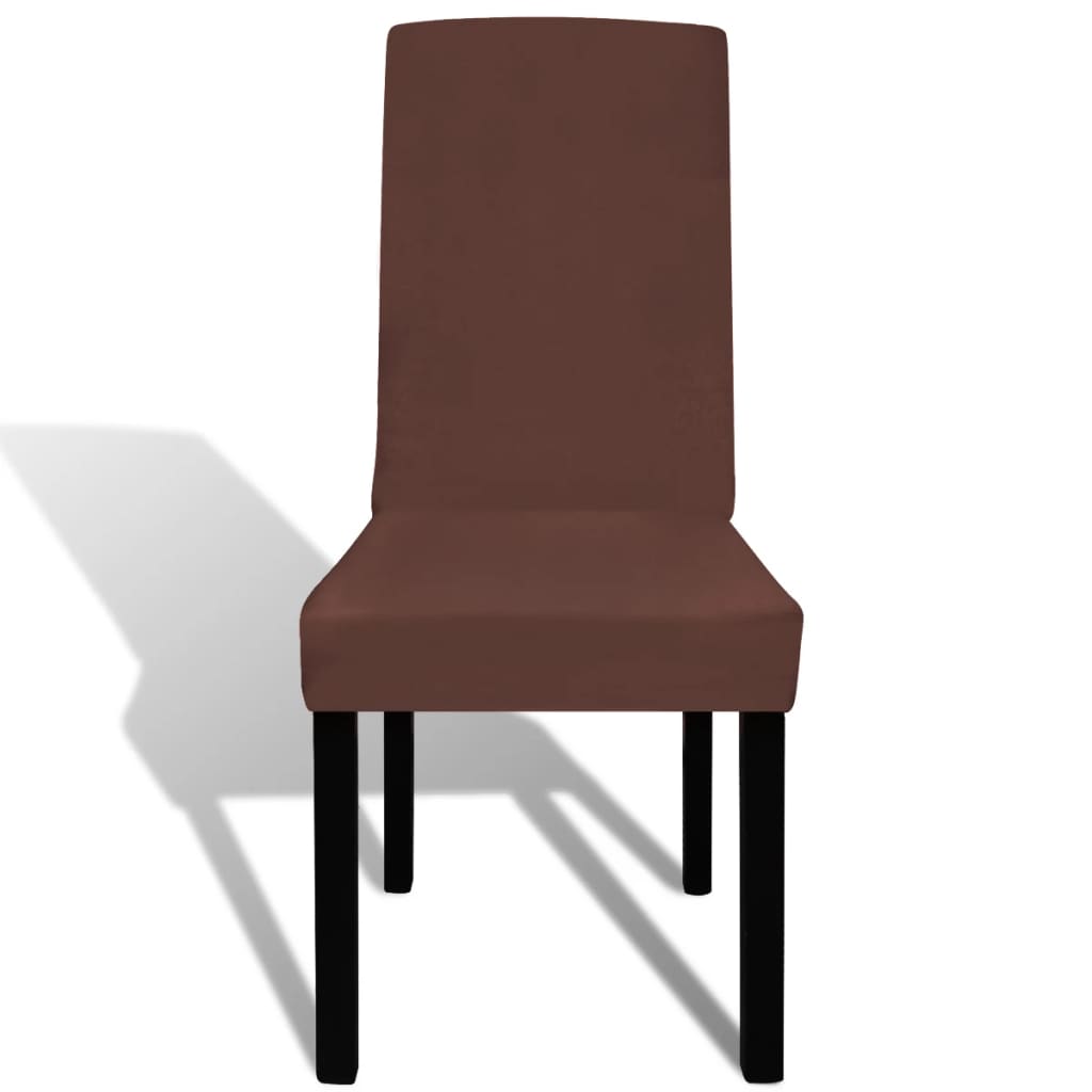 Straight Stretchable Chair Cover 6 pcs Brown- Slipcovers - HomeShopIreland - Home Shop Ireland - Slipcovers - Straight Stretchable Chair Cover 6 pcs Brown