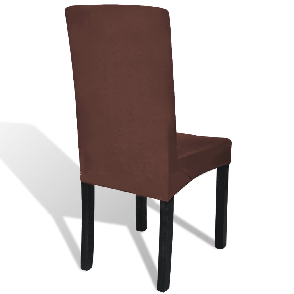 Straight Stretchable Chair Cover 6 pcs Brown- Slipcovers - HomeShopIreland - Home Shop Ireland - Slipcovers - Straight Stretchable Chair Cover 6 pcs Brown