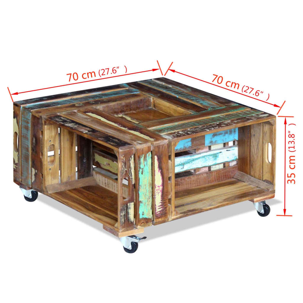 Coffee Table Solid Reclaimed Wood 70x70x35 cm- Coffee Tables - HomeShopIreland - Home Shop Ireland - Coffee Tables - Coffee Table Solid Reclaimed Wood 70x70x35 cm
